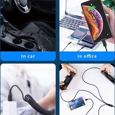 Dây cáp sạc Rockspace  2m dây dù 3 cổng Lightning / Micro USB/ chuẩn C sạc 3 thiết bị cùng lúc,sạc nhanh,hàng chính hãng