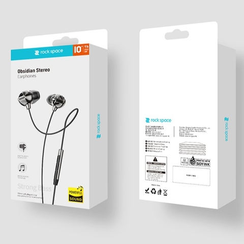 Tai nghe nhét tai có dây có mic Rockspace Obsidian chân cắm 3.5 có mic nghe gọi hàng chính hãng bảo hành 1 năm