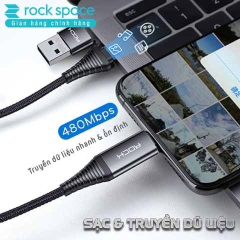 Dây cáp sạc nhanh 4 in 1 iphone, samsung và các dòng điện thoại Rockspace R12 chuẩn lightning TypeC, sạc nhanh PD QC
