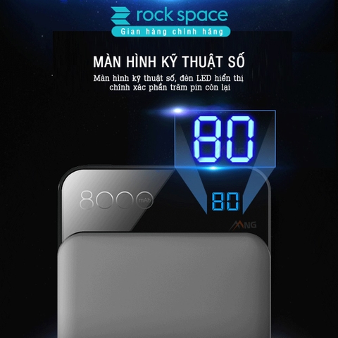 Pin dự phòng kiêm sạc không dây Rock space P39 8000 mAh-  Hàng chính hãng bảo hành 12 tháng lỗi 1 đổi 1