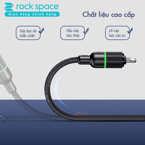 Dây Cáp Sạc iPhone chính hãng Rockspace R10 sạc nhanh tự ngắt khi đầy pin dây dù có đèn led báo sạc Bảo hành 1 năm