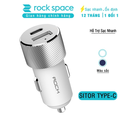 Tẩu sạc 2 cổng sạc nhanh trên xe hơi Rockspace Sitor typeC