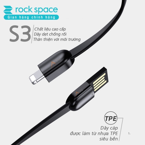 Dây cáp sạc typeC Rockspace S3 dành cho điện thoại kiêm móc khóa độ dài 21cm hàng chính hãng bảo hành 12 tháng