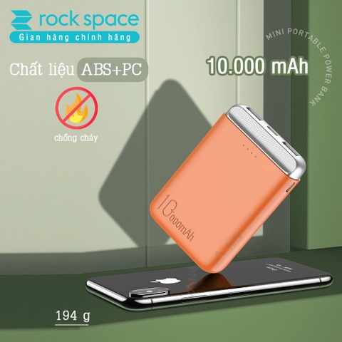 Sạc dự phòng mini chính hãng Rockspace P71 dung lượng 10.000 mAh  cho điện thoại iphone, Samsung, huawei, Oppo