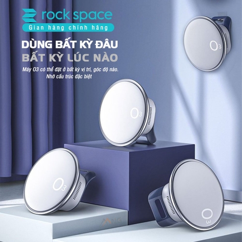 Máy tạo Ozone diệt khuẩn, khử mùi Rockspace O3 dùng trên xe hơi, phòng tắm, tủ quần áo, 2 màu xanh, bạc Hàng chính hãng