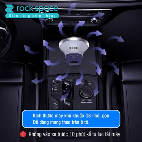 Máy tạo Ozone diệt khuẩn, khử mùi Rockspace O3 dùng trên xe hơi, phòng tắm, tủ quần áo, 2 màu xanh, bạc Hàng chính hãng