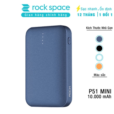 Pin sạc dự phòng mini chính hãng Rockspace P51 dung lượng thực 10.000 mAh