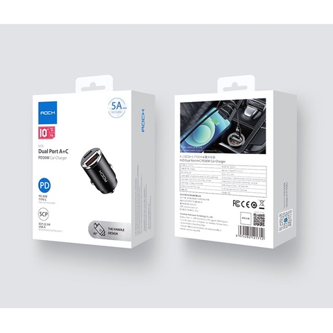 Tẩu sạc xe hơi Rockspace H15 cổng kép A+C PD 30W Car nhỏ gọn sạc không nóng máy BH 12 tháng