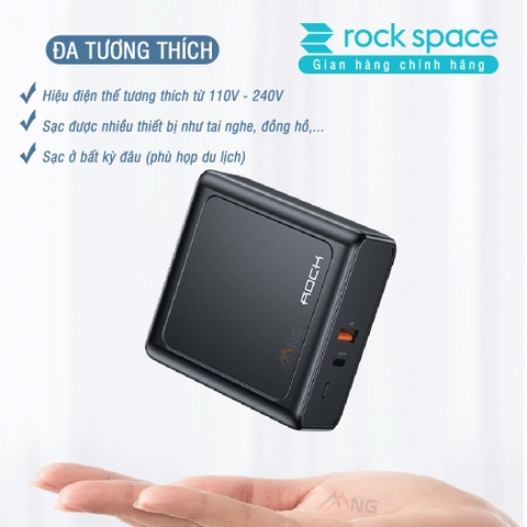 Pin sạc dự phòng Rockspace Sugar kiêm củ sạc nhanh chuẩn PD 10.000 mAh