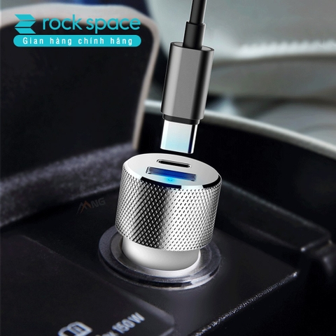 Tẩu sạc 2 cổng sạc nhanh trên xe hơi Rockspace Sitor typeC