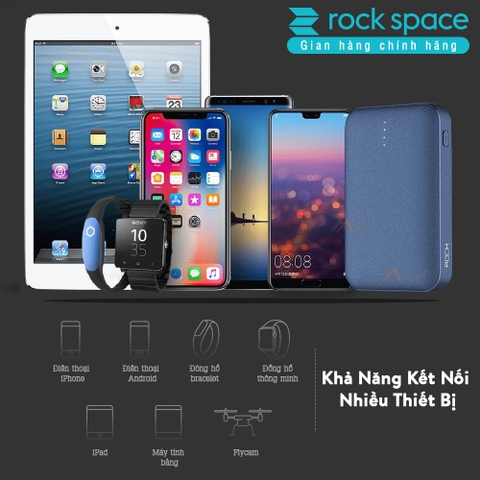 Pin sạc dự phòng mini chính hãng Rockspace P51 dung lượng thực 10.000 mAh