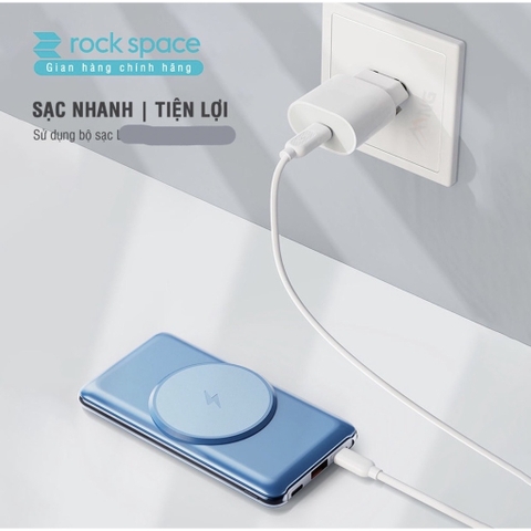 Pin sạc dự phòng không dây Rockspace P88 sạc nhanh PD 20W dung lượng 10000mAh, sạc nhanh cho ip12, ip13 Hàng chính hãng