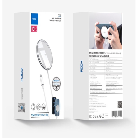 Đế sạc không dây Magsafe sạc nhanh 15w Rockspace W33 dùng cho iphone android hàng chính hãng có bảo hành