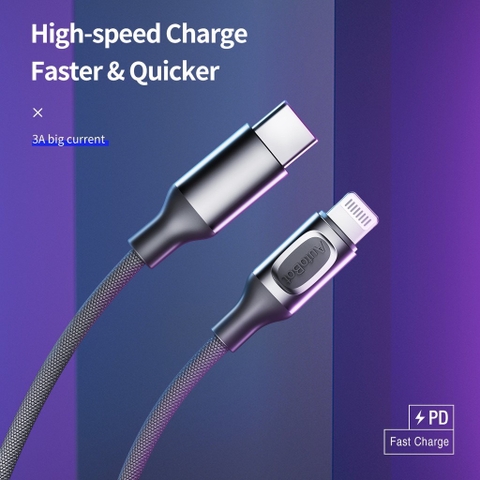 Dây cáp MFI sạc nhanh iphone Rockspace A1 dây dù chuẩn PD typeC to lightning bảo hành 12 tháng