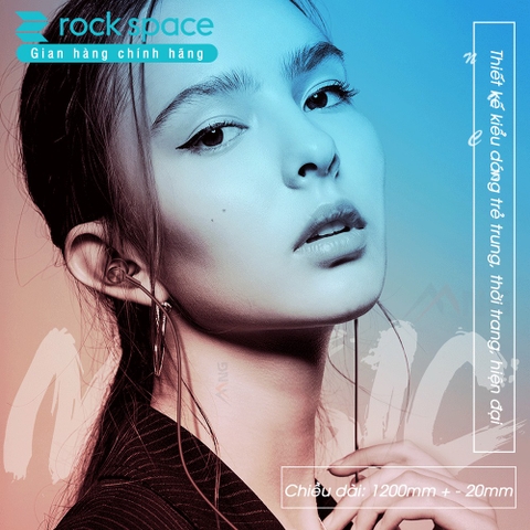 Tai nghe nhét tai có dây chính hãng Rockspace ES02, có micro có nút tăng giảm âm lượng cho iphone samsung màu đen trắng