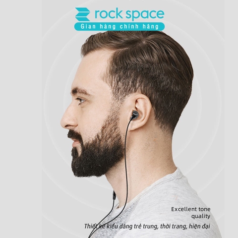 Tai nghe nhét tai có dây có mic Rockspace Obsidian chân cắm 3.5 có mic nghe gọi hàng chính hãng bảo hành 1 năm