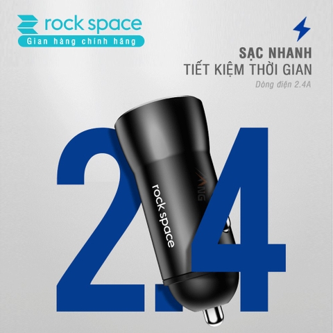 Tẩu sạc nhanh cho ô tô 2 cổng USB Rockspace H8 - Hàng chính hãng bảo hành 12 tháng lỗi  đổi 1