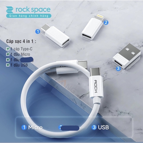 Combo tiện ích đa chức năng Rockspace sạc cho mọi dòng điện thoại laptop sạc nhanh nhỏ gọn -Hàng chính hãng