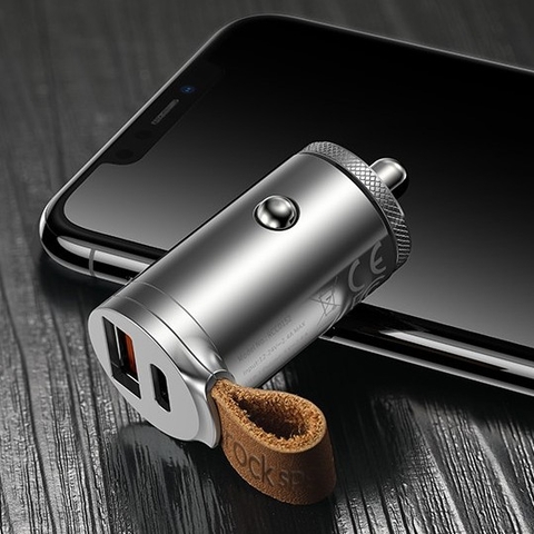 Tẩu sạc Mini trên xe hơi Rockspace hỗ trợ sạc nhanh chuẩn PD, QC 3.0