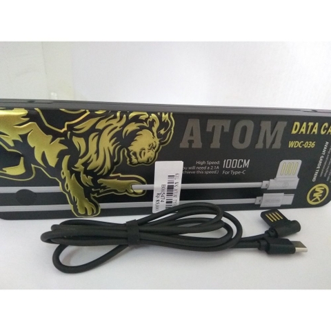 Dây cáp sạc WK WDC-036 ATOM chuẩn type C, chất liệu nhựa TPE cao cấp - Hàng chính hãng bảo hành 12 tháng lỗi 1 đổi 1