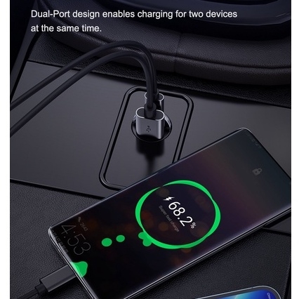 Tẩu sạc xe hơi Rockspace H15 cổng kép A+C PD 30W Car nhỏ gọn sạc không nóng máy BH 12 tháng