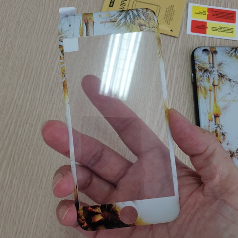 Kính cường lực full màn 3D WK hoa văn, độ cứng 9H dành cho iphone 6,iphone6s,iphone 7,iphone8 tặng kèm ốp chống sốc