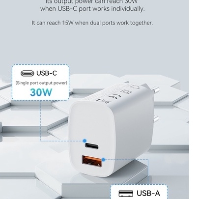 Củ sạc nhanh iPhone Rockspace T51 2 cổng USB-TypeC sạc nhanh 30w sạc ổn định hàng chính hãng bảo hành 12 tháng