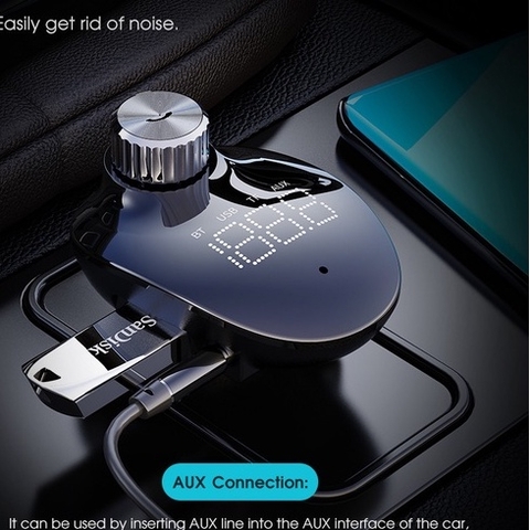 Tẩu sạc trên xe hơi kiêm đầu thu/ phát FM Rockspace B302 kết nối bluetooth hàng chính hãng BH 1 năm