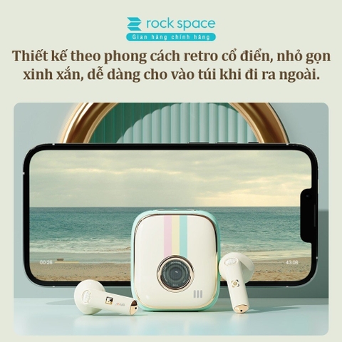 Tai nghe bluetooth không dây nhét tai TWS Rockspace Retro Style có mic chơi game nghe nhạc có BH
