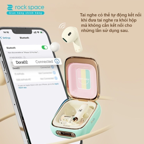 Tai nghe bluetooth không dây nhét tai TWS Rockspace Retro Style có mic chơi game nghe nhạc có BH