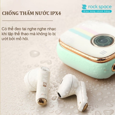 Tai nghe Bluetooth không dây nhét tai TWS Rockspace Retro Style nghe nhạc lên đến 24h có BH