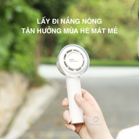 Quạt mini tích điện cầm tay để bàn có 3 tốc độ gió Rockspace mini nhỏ gọn dùng liên tục 6h Hàng chính hãng có BH
