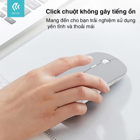 Chuột máy tính Gaming Devia có 2 chế độ kết nối bluetooth và kết nối không dây 2.4G, nhỏ nhẹ pin 400mAh có bảo hành