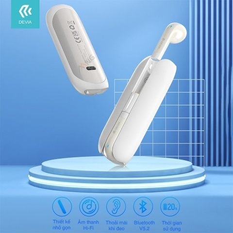 Tai nghe bluetooth không dây nhét tai Devia có mic nghe nhạc liên tục 20h hàng chính hãng có BH