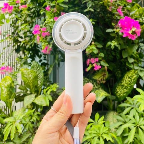 Quạt mini tích điện cầm tay để bàn có 3 tốc độ gió Rockspace mini nhỏ gọn dùng liên tục 6h Hàng chính hãng có BH