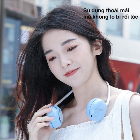 Quạt đeo cổ mini sạc tích điện Rockspace không cánh dùng liên tục 5h 3 chế độ gió hàng chính hãng