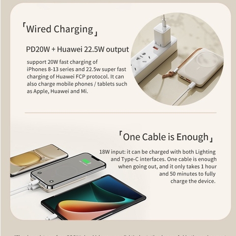 Pin sạc dự phòng không dây sạc nhanh PD 38.5W magsafe Rockspace P89 10000mAh Hàng chính hãng có BH