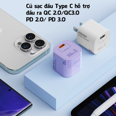 Củ sạc nhanh chuẩn PD 20W Rockspace T86 ổn định không nóng hàng bảo hành 12 tháng bảo hành 1 đổi 1