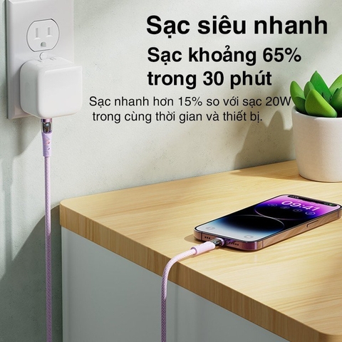 Dây sạc iphone PD 33W Chính hãng Rockspace Z21 chuẩn sạc nhanh không nóng máy bảo hành 1 năm 1 đổi 1
