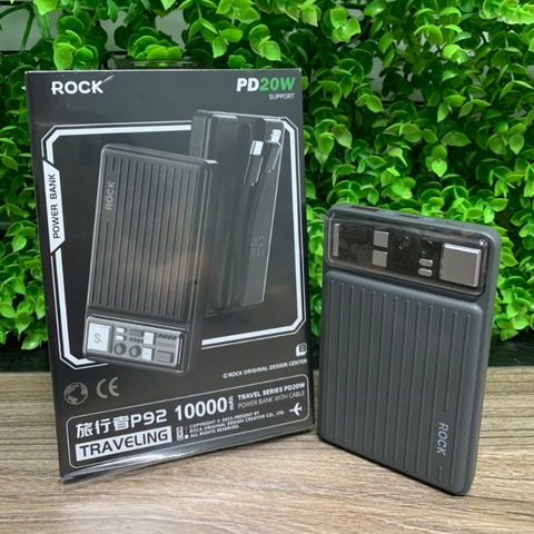 Pin dự phòng tích hợp cáp sạc 2 in 1 Rockspace P92 10000mAh sạc nhanh PD20W BH 12 tháng