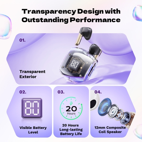 Tai nghe bluetooth không dây nhét tai TWS Rockspace Air Bubble hàng chính hãng BH 12 tháng