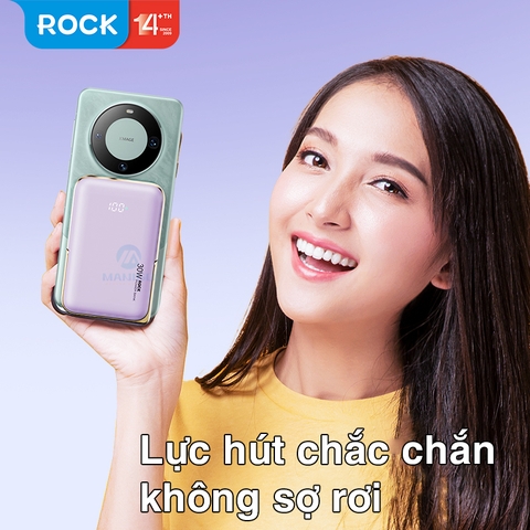 Pin sạc dự phòng không dây kèm giá đỡ điện thoại Rockspace P20 sạc nhanh PD20W 10000mAh BH 12 tháng