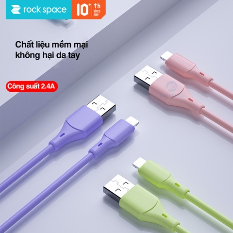 Dây cáp sạc cho iphone Rockspace candy chuẩn lightning độ dài 120cm hàng chính hãng bảo hành 12 tháng