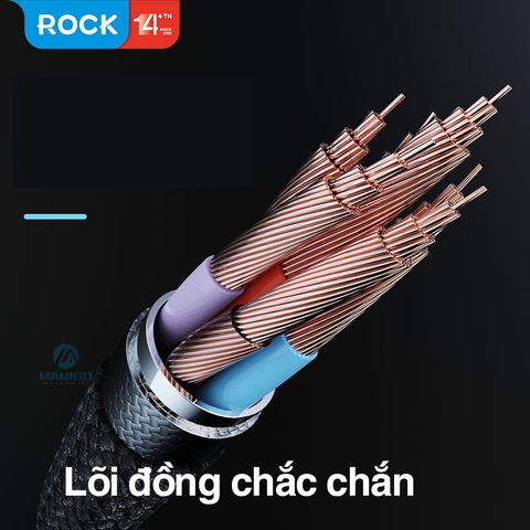 Dây cáp sạc nhanh 3 đầu iphone typeC micro Rock 3.5A độ dài 1.2m dây dù BH 12 tháng