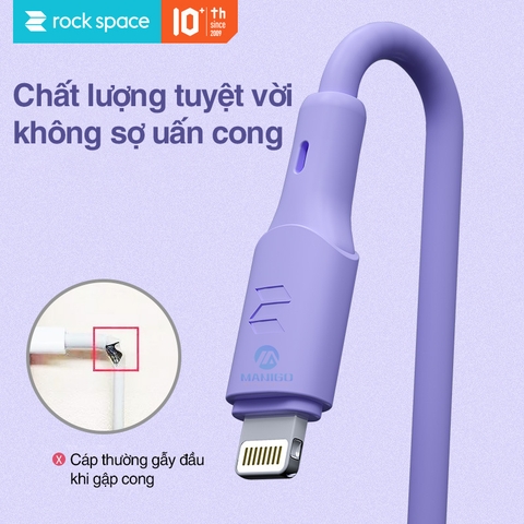 Dây cáp sạc cho iphone Rockspace candy chuẩn lightning độ dài 120cm hàng chính hãng bảo hành 12 tháng