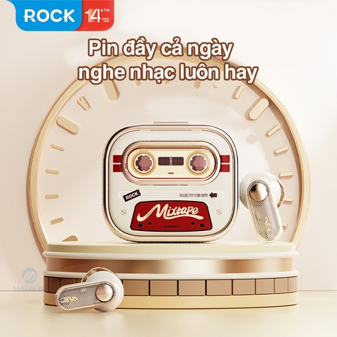 Tai nghe bluetooth Rockspace ốp TWS retro rock tape không dây chính hãng nhét tai bảo hành 1 năm