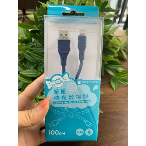 Dây cáp sạc cho iphone Rockspace candy chuẩn lightning độ dài 120cm hàng chính hãng bảo hành 12 tháng