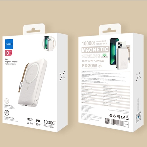 Pin sạc dự phòng không dây sạc nhanh PD 38.5W magsafe Rockspace P89 10000mAh Hàng chính hãng có BH