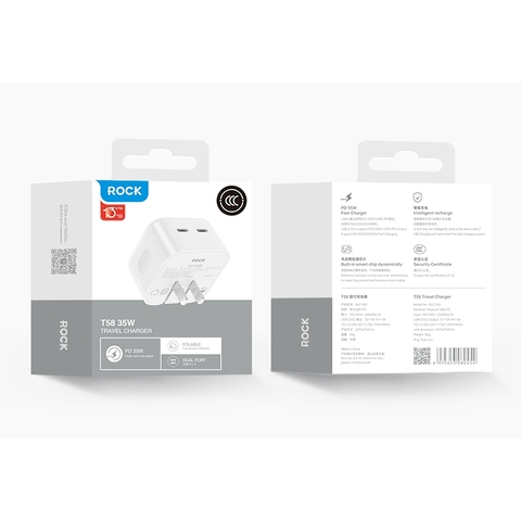 Củ sạc nhanh cho iphone 35W Rockspace T58 2 cổng TypeC ổn định hàng chính hãng bảo hành 12 tháng