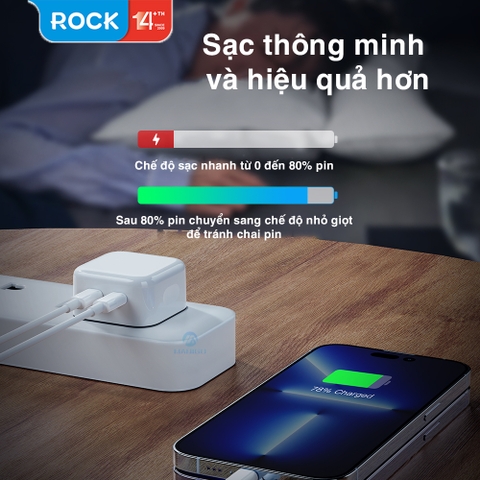 Củ sạc nhanh cho iphone 35W Rockspace T58 2 cổng TypeC ổn định hàng chính hãng bảo hành 12 tháng